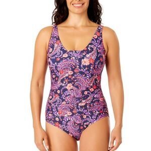 NWT LANDS’ END Women's Size M Nylon Spandex Grecian One-Piece Swimsuit Shirring